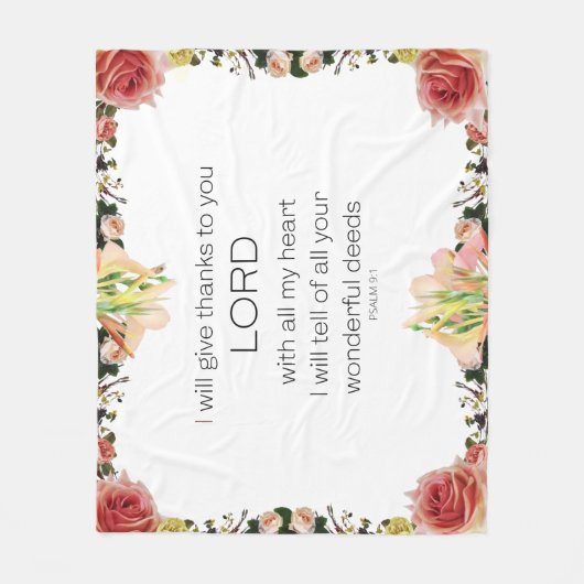 Couverture Polaire Scripture Psaume 9, Floral (Devant)