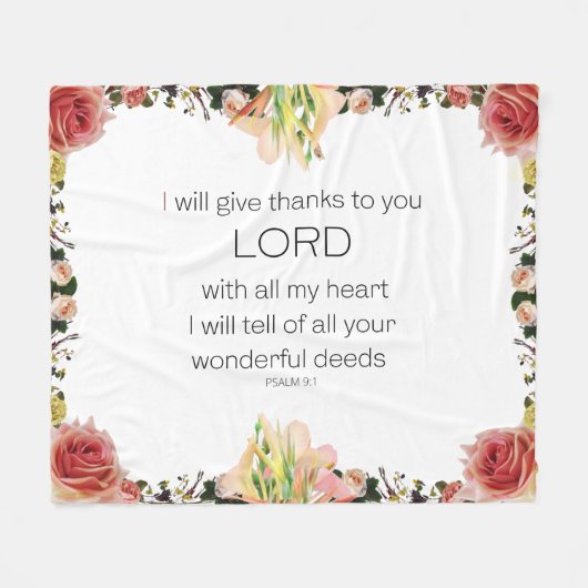 Couverture Polaire Scripture Psaume 9, Floral (Devant (Horizontal))
