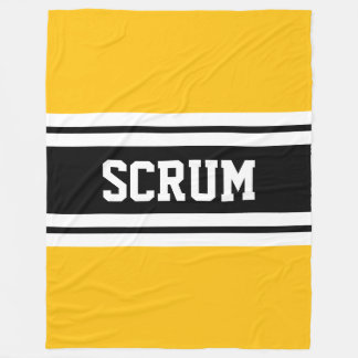 Couverture Polaire SCRUM Sporty Black White Yellow Rugby Stripes