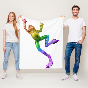 Couverture Polaire Sculpture de grenouille arc-en-ciel de SlipperyJoe