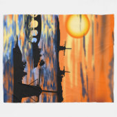 Couverture Polaire Sea Sunrise Fleece Blanche Pays-Bas Lanscape (Devant (Horizontal))