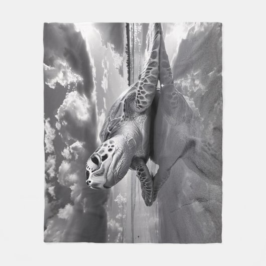 Couverture Polaire Sea Turtle Art noir et blanc (Devant)