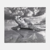 Couverture Polaire Sea Turtle Art noir et blanc (Devant (Horizontal))