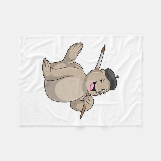 Couverture Polaire Seal as Painter with Paint brush (Devant (Horizontal))