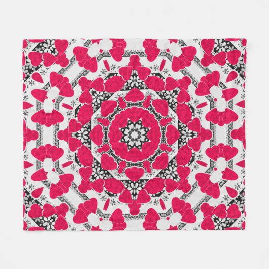 Couverture Polaire Seamless abstract mandala hearts bright round orna (Devant (Horizontal))
