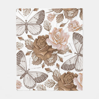 Couverture Polaire Seamless Butterflies moths insect fly. Flowers pat