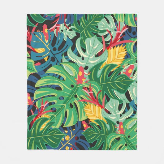 Couverture Polaire Seamless graphic pattern with leaves monstera and (Devant)