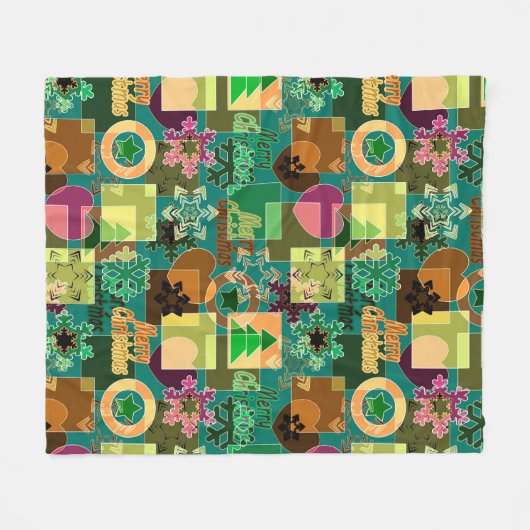 Couverture Polaire Seamless Merry Christmas Snowflake dark green colo (Devant (Horizontal))