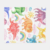 Couverture Polaire Seamless pattern depicting colored dinosaurs, rain (Devant (Horizontal))