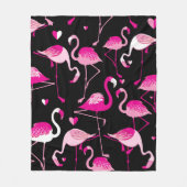 Couverture Polaire Seamless pattern from pink flamingos on a dark bac (Devant)