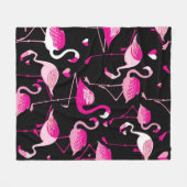 Couverture Polaire Seamless pattern from pink flamingos on a dark bac (Devant (Horizontal))