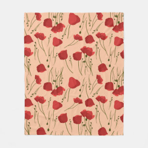 Couverture Polaire Seamless pattern of poppy on a beige backgroundabs