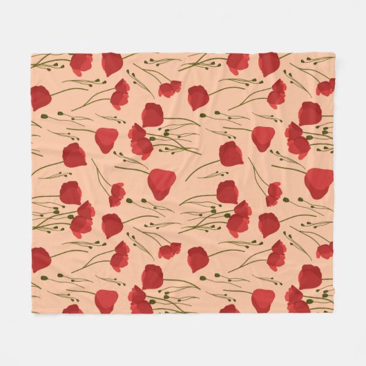 Couverture Polaire Seamless pattern of poppy on a beige backgroundabs (Devant (Horizontal))