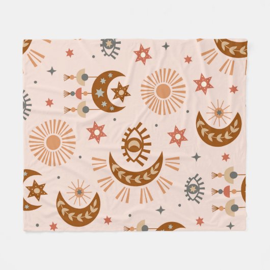 Couverture Polaire seamless pattern with celestial eye, moon, sun (Devant (Horizontal))