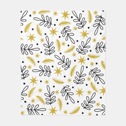 Couverture Polaire Seamless pattern with snowflakes and fir branches. (Devant)