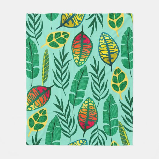Couverture Polaire Seamless pattern with tropical leaves. Gouache art (Devant)