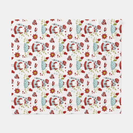 Couverture Polaire Seamless Valentine Pattern Christmas Santa, flower (Devant (Horizontal))