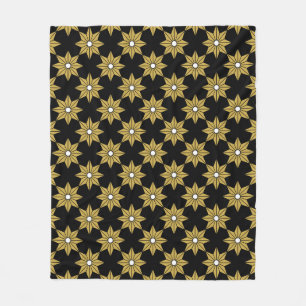 Couverture Polaire Seamless vintage star flower pattern. Gold and bla