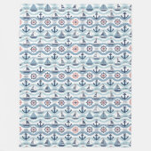 Couverture Polaire Seaside Blue Sailboats & Anchors Pattern ID1258 (Devant)