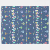 Couverture Polaire Seaside Town Sail Boats and Bunting Pattern Blue (Devant (Horizontal))
