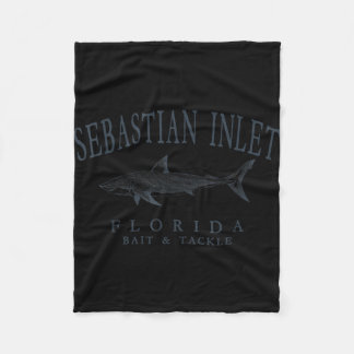 Couverture Polaire Sebastian inlet florida shark retro slate art