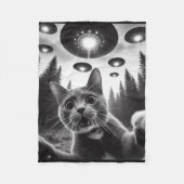 Couverture Polaire Selfie Chat Drôle Avec Ufos Alien Chat Selfie Homm (Devant)