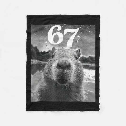 Couverture Polaire Selfie de capybara avec graphique capy mème 67 pou (Devant)