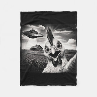 Couverture Polaire Selfie de poulet extraterrestre avec Ufo