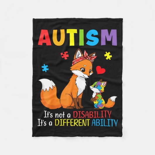 Couverture Polaire Sensibilisation à l'autisme Mère Renard Capacité D (Devant)