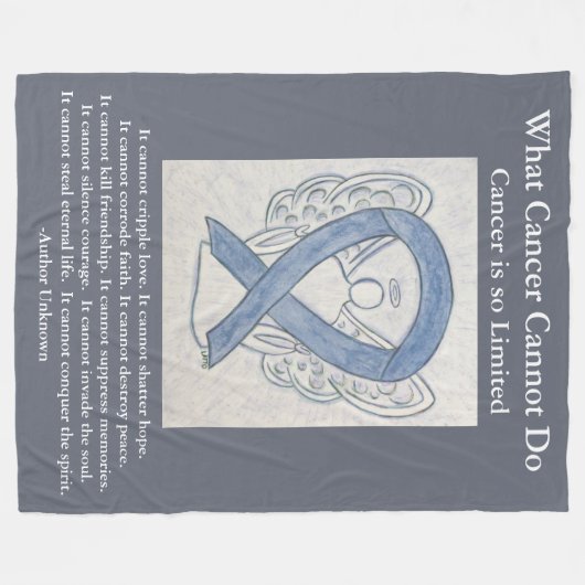 Couverture Polaire Sensibilisation Gris Ruban Cerveau Cancer Ange Cou (Devant (Horizontal))