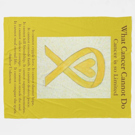 Couverture Polaire Sensibilisation Jaune Ruban Cancer de l'os Couvert (Devant (Horizontal))