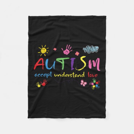 Couverture Polaire Sensibilisation sur l'autisme Accepter l'amour Com (Devant)