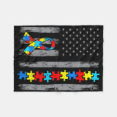 Couverture Polaire Sensibilisation sur l'autisme Maman Papa Usa Drape (Devant (Horizontal))