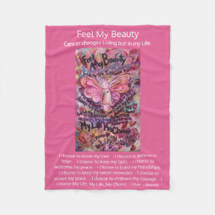 Couverture Polaire Sentez Ma Beauté Cancer Poème Angel rose Soft Blan