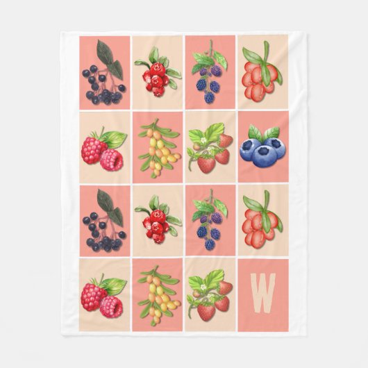 Couverture Polaire SENTIMENT BERRY BONNE Fraise MONOGRAM (Devant)
