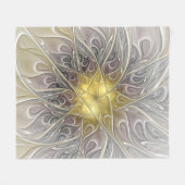 Couverture Polaire S'épanouir avec une fleur fractale abstraite moder (Devant (Horizontal))