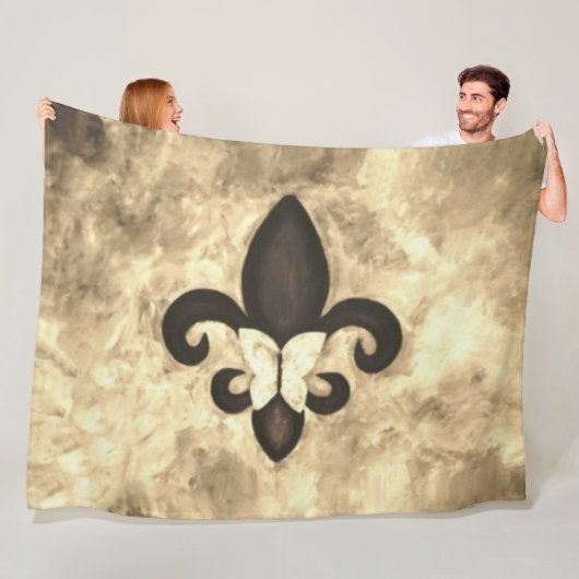 Couverture Polaire Sepia Butterfleur | Tan Butterfly on Fleur de Lis (En situation)
