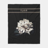 Couverture Polaire Sepia Peony Personnalisé Noir Taille moyenne (Devant)