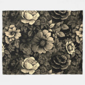 Couverture Polaire Sépia tonique Vintage Floral Print (Devant (Horizontal))