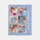 Couverture Polaire Serenity Blue Monogrammed Birth Stat Photo Collage (Devant)