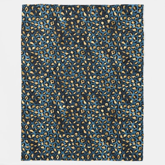 Couverture Polaire Série Leopard bleu et or Design 1 (Devant)