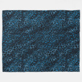 Couverture Polaire Série Léopard Bleu et Or Design 3 (Devant (Horizontal))