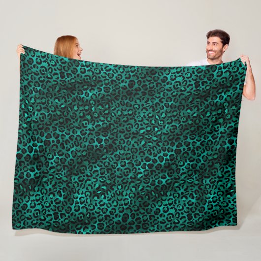 Couverture Polaire Série Teal et Or Design Léopard 5 (En situation)