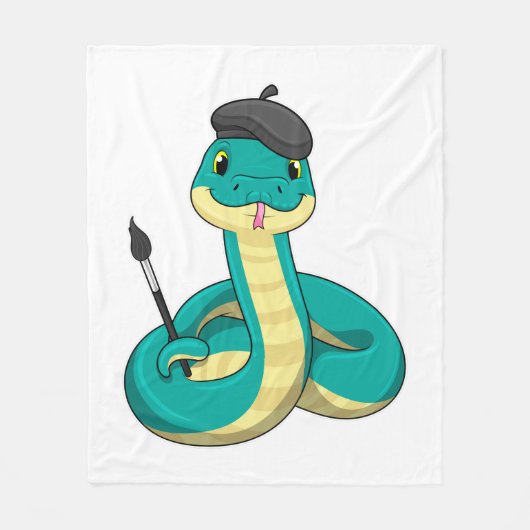 Couverture Polaire Serpent comme peintre avec pinceau (Devant)