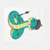 Couverture Polaire Serpent comme peintre avec pinceau (Devant (Horizontal))