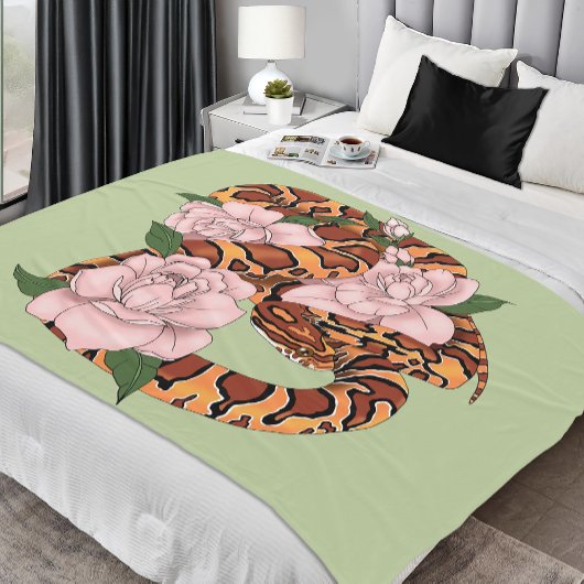 Couverture Polaire Serpent des blés vibrant Fleurs de pivoine roses V