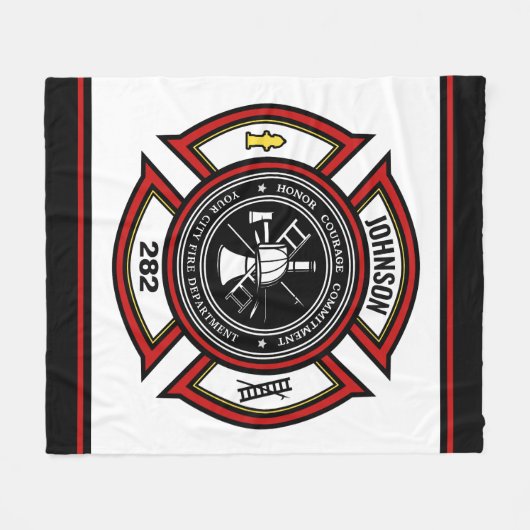 Couverture Polaire Service d'incendie AJOUTER LE NOM Pompier Insigne (Devant (Horizontal))