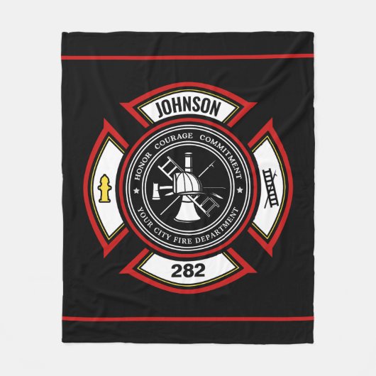 Couverture Polaire Service d'incendie AJOUTER LE NOM Pompier Insigne (Devant)