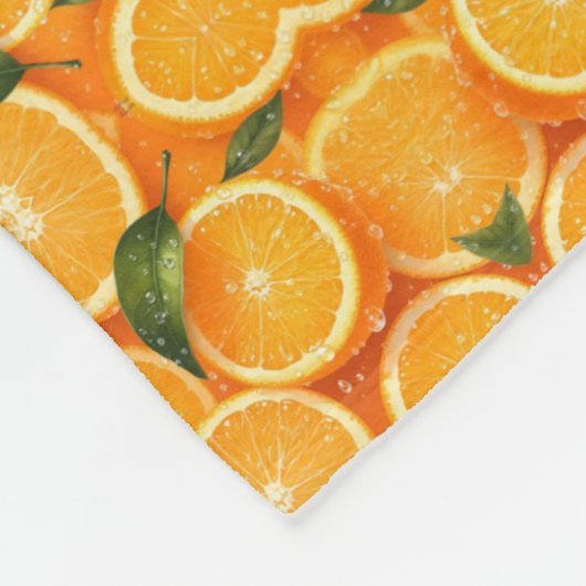 Couverture Polaire Serviette Fraîches Oranges et Feuilles (Coin)