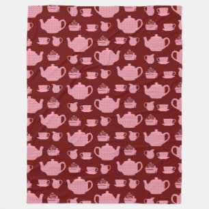 Couverture Polaire Set de thé à base de pois rose sur Motif bourgog